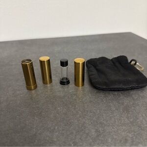 Vintage Gold Travel Atomizer and lipstick holder  with Black Pouch